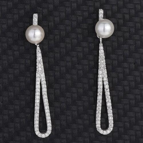 S925 Sterling Silver Super Fairy Hundred With Temperament Zirconia Tassel Long Pearl Earrings Cold Wind Earrings Female Earrings