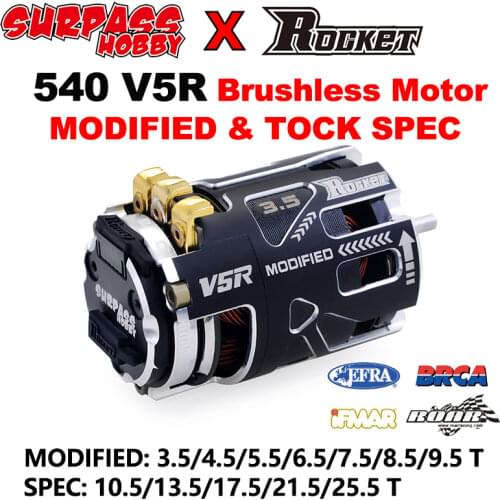 Surpass Hobby Rocket 540 V5R Brushless Sensored Motor 3.5/4.5/5.5/6.5/10.5T For 1/10 1/12 F1 Competition Racing RC Drift Car