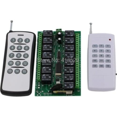 Universal 433/315Mhz Relay RF Remote Control,DC 12V 7A 15CH Wireless Switch 2 Transmitter+1 Receiver For Access System SKU: 5032