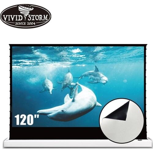 VIVIDSTORM 120-inch Electric Rollable Floor Screen With White Cinema Material For Home Cinema 4k Movie Screen