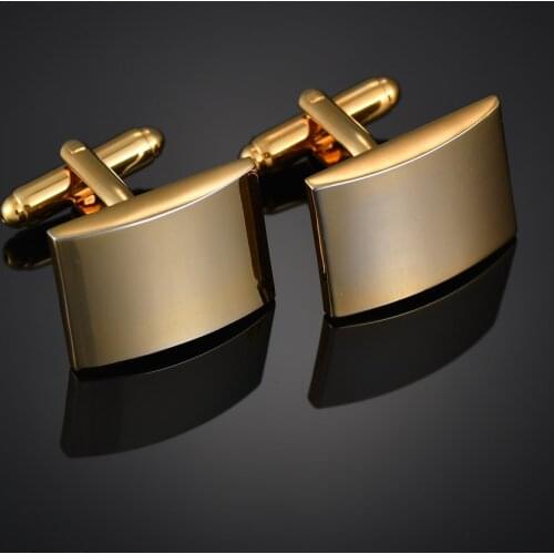 High Quality Luxury French Fashion New Simple Style Rectangle Cufflinks for Mens Gold Brand Buff Buttons Cuff Links Jewelry