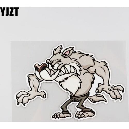YJZT 16.9CM*11.7CM Cartoon Interesting Fierce Wolf PVC Car Decal Sticker 12A-0073