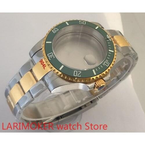 Sealed back 40mm sapphire glass with 904L stainless steel gold bracelet with ETA NH36 MH35 cases bezel green