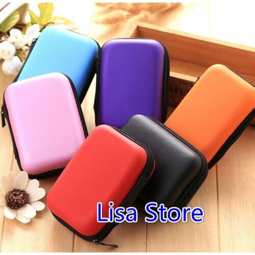 EMS DHL 100pcs Zipper 12*8*4cm Storage Bag Coin Purse Cable Bag Carrying Hard Hold Case For Earphone Headphone Earbuds Card Bag