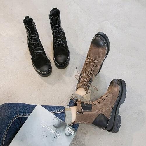 LAASIMI Platform Wedges Women Winter Boots For Ladies Genuine Leather Heels Boot Shoes Woman Motorcycle Spring Footwear 2021 New