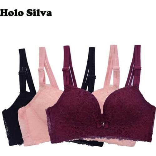 Floral Lace Seamless Bra Small Chest Young Girl Small breast Bra Seamless Lace 85B 85C Size Women Wireless Bralette Push Up Bra