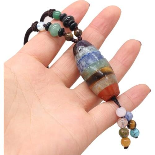 Natural Stone Necklace With Reiki Healing Gemstones Pendant Charms For Elegant Women Love Romantic Gift Chain 70 CM