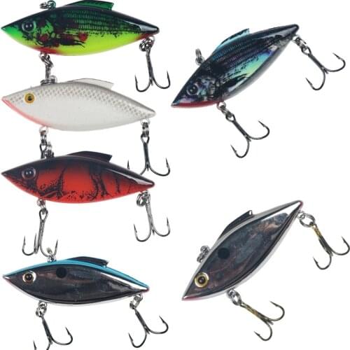 1PCS Shock VIB Fishing Lures 3D Eyes 60mm/12g Plastic Hard VIB Bait Vibration Lure High Fish Bass Wobbler Bait Treble Hooks