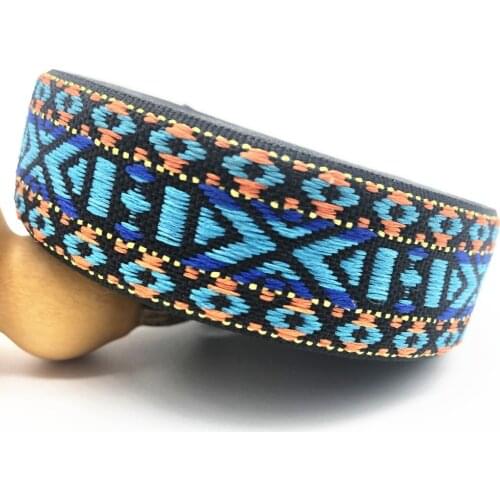 10Yards 25mm 1" Wedding Christmas Decoration Single Face Ribbon DIY Sewing Fabric Blue Retro Geometric Woven Jacquard Ribbon