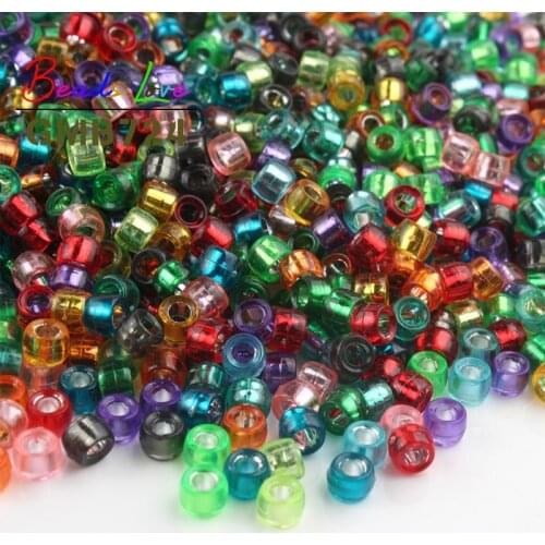 100pcs Mixed Multicolor Plated Acrylic Beads 4*6mm Big Hole Spacer Beads for Jewelry Making DIY Necklace Bracelet Accessories
