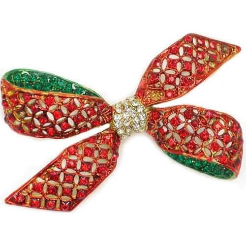 12pcs/lot Wholesale Fashion Brooch Rhinestone Bowknot Pin brooches Wedding Jewelry gift C102203