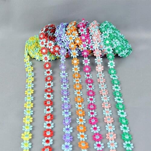 3Yards 12mm Daisy Flower Lace Trim For Knitting Wedding Embroidered Ribbon DIY Handmade Patchwork Sewing Supplies Crafts