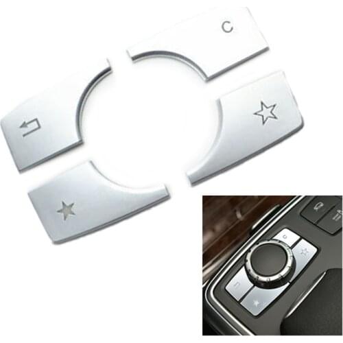 4pcs Car Styling Central ES Multimedia Buttons Sequins Decoration Cover Trim For Mercedes Benz ML GL W166 X166 2012-2015