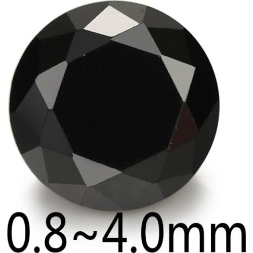 500PCS 0.8mm~4.0mm Round Shape Loose CZ Stone Black Zirconia Synthetic Stone AAAAA Quality For Jewelry