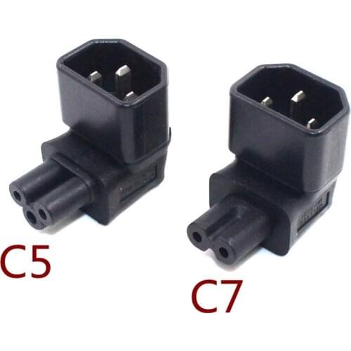IEC 90 Degree Adapter 3 Poles IEC Male C14 to IEC Female C5 / C7 Up Angled Extension Power Adapter