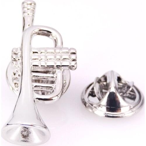 High quality Brooch for men Silvery horn lapel pin Successful mens music brooches accessories jewelry wholesale XZ037