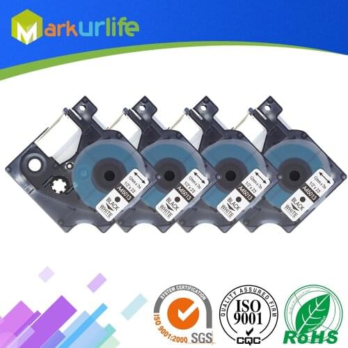 4 PCS/Lot Label Maker for DYMO Self-Adhesive Tape 45013 (S0720530) Excellent Work for DYMO printer (12mm*7m) Black on White