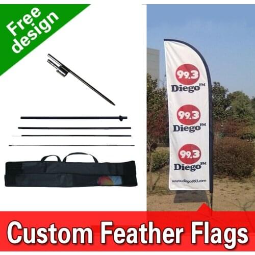 Free Design Free Shipping Double Sided In-ground Spike Flag Signs Advertising Tall Flags Feather Banners Custom