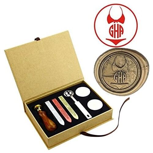 Biniki Monogram Letters Vintage Brass Wax Seal Stamps Kit Wedding invitation Stamp Gift