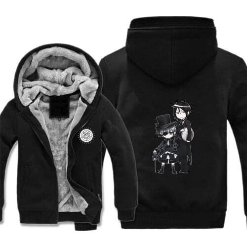 Anime Black Butler Jackets cosplay Print Streetwear men Fleece Brand Clothing Tracksuits Hoodies Thicken Coat