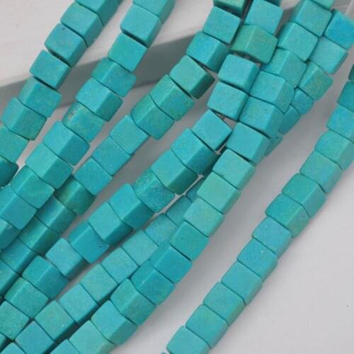 4MM Green Howlite Cube Loose Beads Strand Jewelry For Woman Gift Making C206