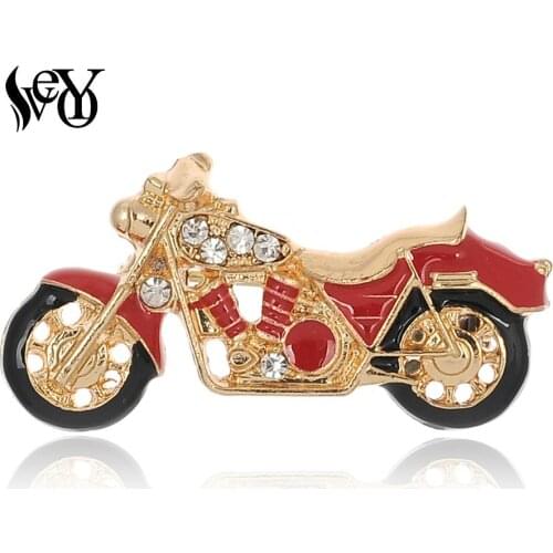VEYO Cute Red Motorcycle Brooches Stitch Metal Enamel Pins Lapel Pin Bags Badge Gift