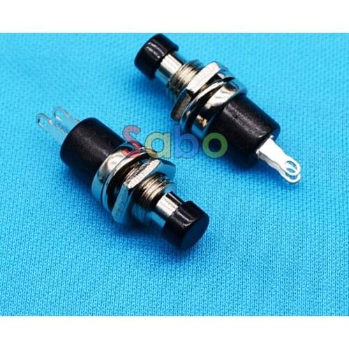 5PCS Black Lockless ON/OFF Push button Switch Press the reset switch PBS-110