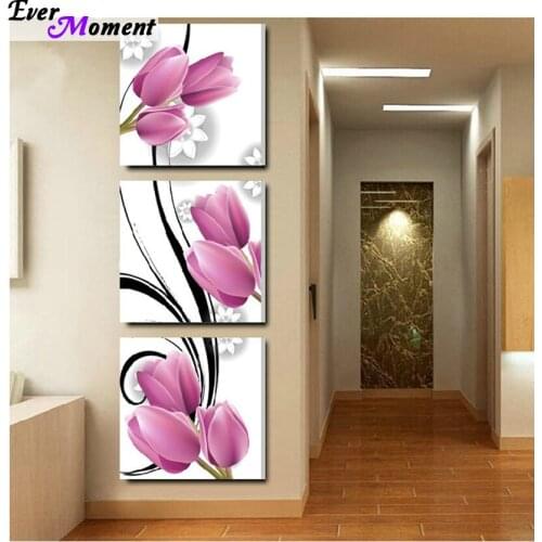 DIY 5D Full Diamonds Embroidery Flower triptych vertical version square Diamond Painting Cross Stitch Kits Diamond Mosaic ASF176
