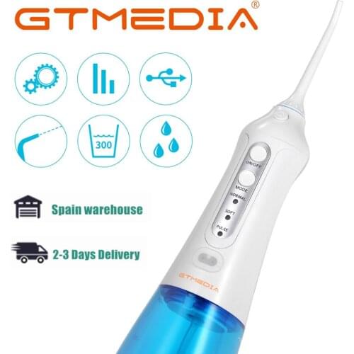 GTMEDIA Water Flosser, Cordless Deep Cleaning Dental, Household Portable Rechargeable IPX7 Waterproof 3 Modes with 300ML