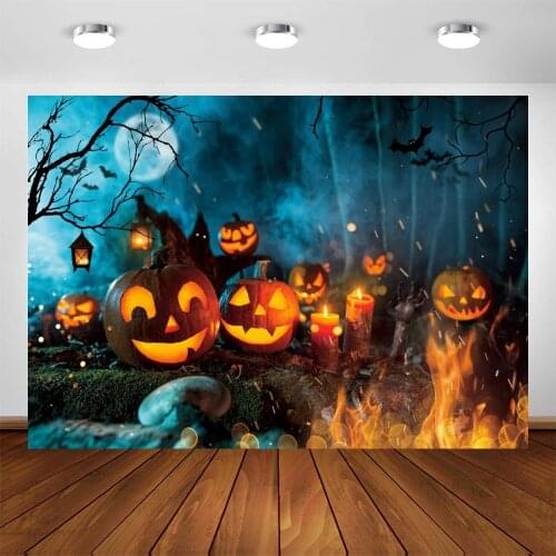 Yeele Halloween Backdrop Night Fire Pumpkin Lantern Candle Background Baby Photographic Photography Photo Studio Photophone