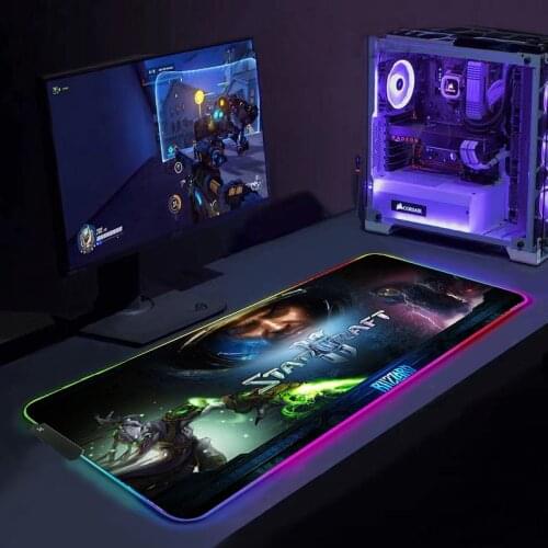 StarCraft RGB Mouse Pad Gaming Accessories Computer Large Mousepad Backlit XL LED Gamer Mause Carpet 900x400 Desk Mat For CS GO
