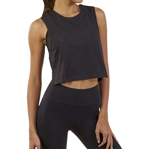 Sexy Womens Crop Top Sleeveless Regular Camisole Racerback Workout Gym Solid Shirt Yo-ga Athletic Tank Short Short Top Women