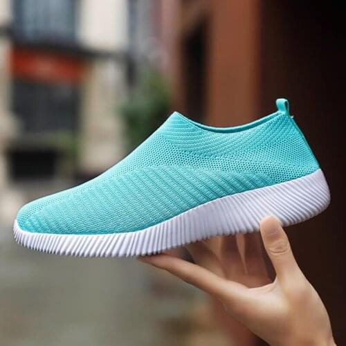 Loafers Slip On Mesh Socks Shoes 7 Colors New Women Sneakers Breathable Plus Size 43 Socks Walking Shoes Fashion Hiking Sneakers