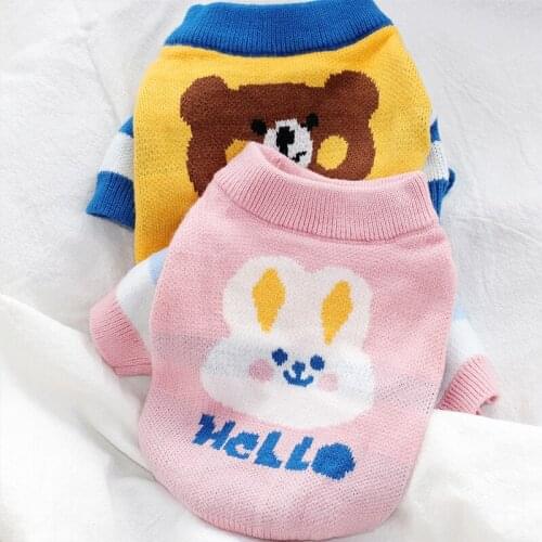 Cute Rabbit Dog Clothes Pet Knitted Sweater Poodle Bichon Autumn Winter Clothes Puppy Pullover Cartoon Pet Products