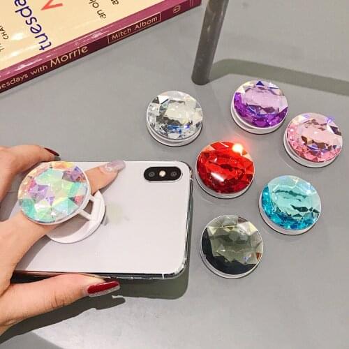 New 1PC Popular Glitter Colorful Luxury Diamond Finger Grip ABS Ring Stand Folding Holder Phone Bracket Mount for iPhone Android