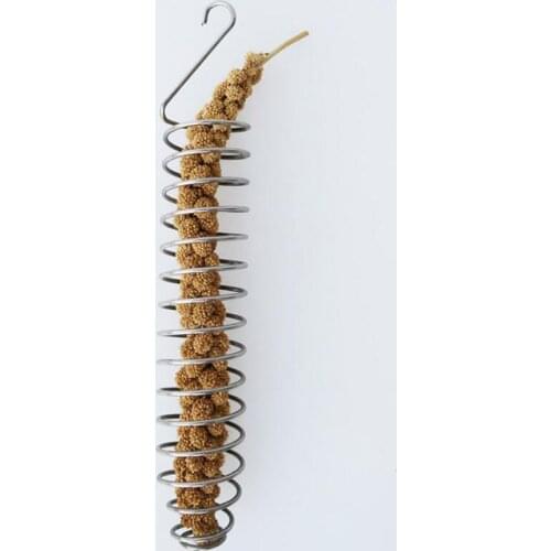 2021 New Portable Hanging Spiral Feeder Birds Parrot Pet Food Fruit Holder Climb Play Toy Metal Hanging