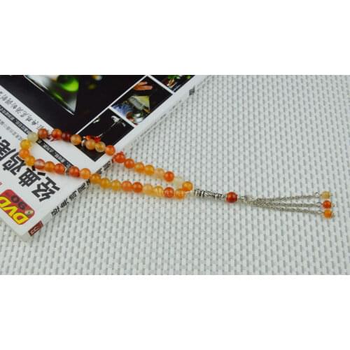 New Elegant Natural Calcedony bead Islamic musilm 33 prayer beads tashih Rosary beads for gift by Free shipping;100% Original