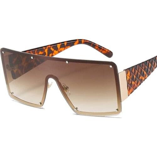 Brand Fashion Oversized Sunglasses Women Big Frame Black Brown Gradient Ladies Sun Glasses One Piece Square Oculos De Sol