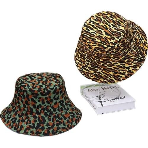 Adult Leopard print Bucket hat Floppy Summer Women Outdoor Leisure Sport Fisherman Cap Panama Gorros