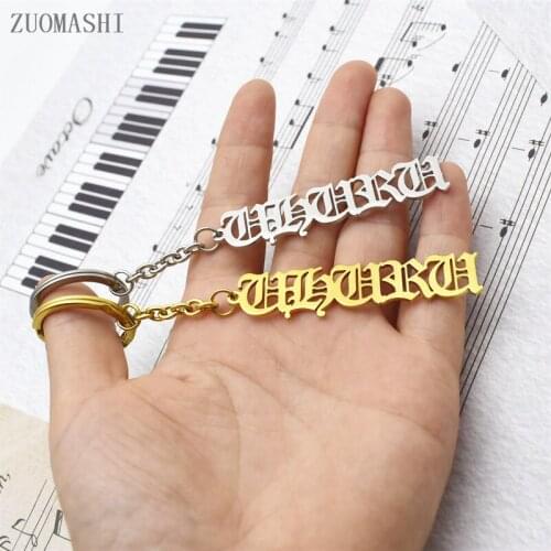 Personalized Name Keychain All Capitals With Initials Custom Old English Name Keychains Gift for Dad Husband Women Birthday Gift