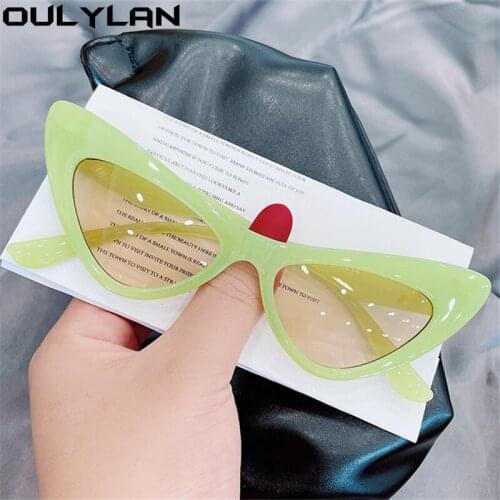 Oulylan Sexy Women Cat Eye Sunglasses Luxury Brand Designer Jelly Color Sun Glasses Femlae Classic Green Yellow Eyewear UV400