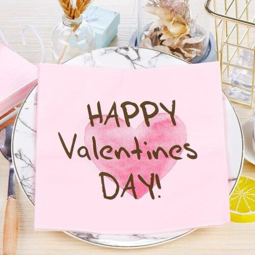 Happy Valentines Day Napkins For Decoupage High-End Hot Stamping Decoupage For Wedding Party Decoration Supplies 16Pcs/lot
