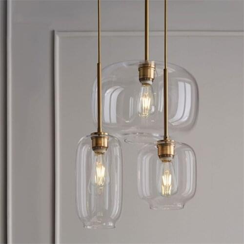 Nordic glass tank pendant lights Modern restaurant kitchen lamps living room bar retro luxury luminaires hanging lights fixtures