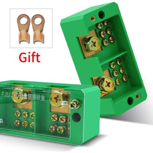 Connection Distribution Box 2-in 6-out Three phase Green Terminal Block Row Junction Metering Box Part Line
