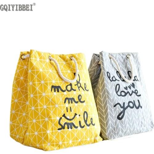 Portable Waterproof Travel Drawstring Storage Bag Nordic Style Cotton Linen Folding Organizer Holder Move Handbags For Clothes