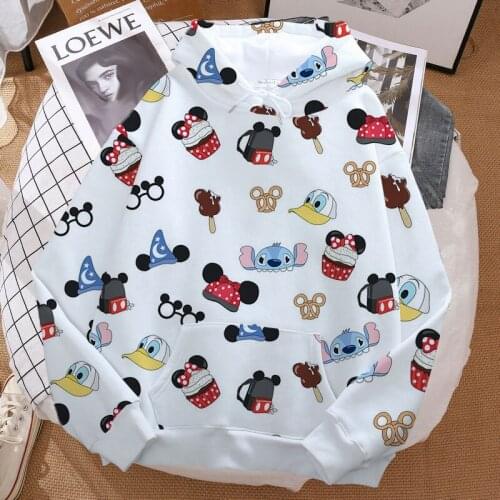 Disney cartoon hoodie Mickey Minnie top autumn and winter casual oversized womens Kawaii Ulzzang streetwear Harajuku sweatshirt