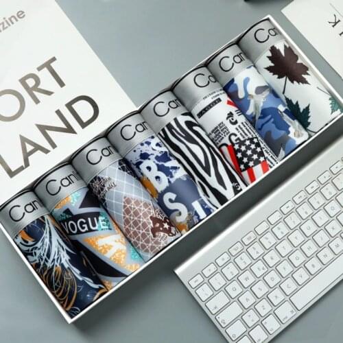 4/8pcs Fashion High Quality Ice Silk Boxers Breathable Men Comfortable Panties Print Sexy Boxer Shorts Flexible Underpants