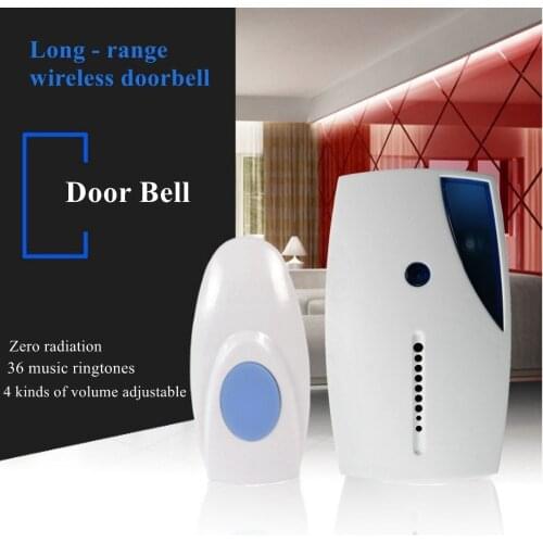Smart LED Indication Wireless Doorbell 36 Tunes Chime Music Door Bell Transmitter + Receiver 70-110M Range Remote Control CA