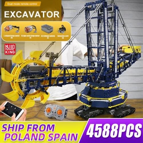 MOULD KING High-Tech Building Blocks Remote Control Truck The Bucket Wheel Excavator Bricks Toys For Kids Christmas Gifts