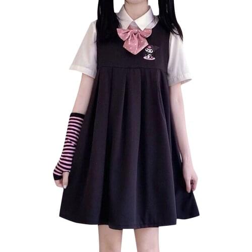 Y2k Kawaii Clothes Lolita Cartoon Embroidery Dresses for Women 2021 Korean Fashion Cute Sleeveless Summer Dress Schoolgirl